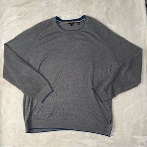 Ted Baker Men's Gray Crewneck Sweater with Blue Trim